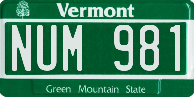 VT license plate NUM981