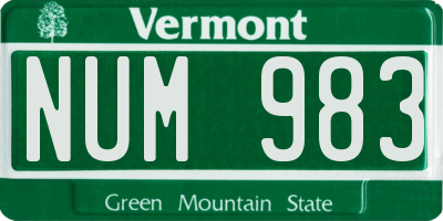VT license plate NUM983