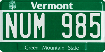 VT license plate NUM985