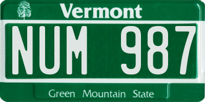 VT license plate NUM987