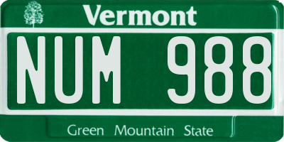 VT license plate NUM988