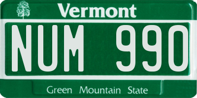 VT license plate NUM990
