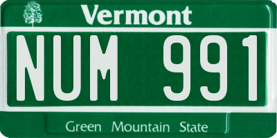 VT license plate NUM991