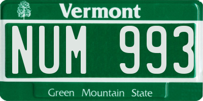 VT license plate NUM993
