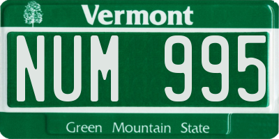 VT license plate NUM995