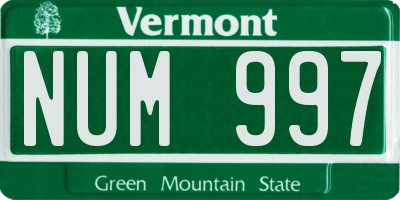 VT license plate NUM997