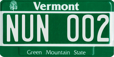 VT license plate NUN002