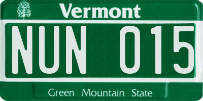 VT license plate NUN015