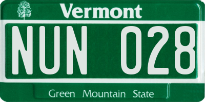 VT license plate NUN028