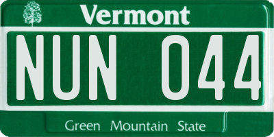 VT license plate NUN044