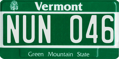 VT license plate NUN046