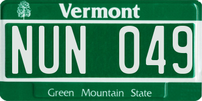 VT license plate NUN049