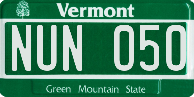 VT license plate NUN050