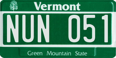 VT license plate NUN051