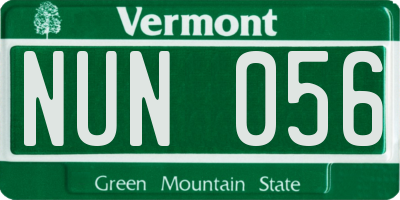VT license plate NUN056