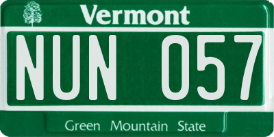 VT license plate NUN057
