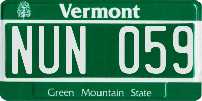 VT license plate NUN059