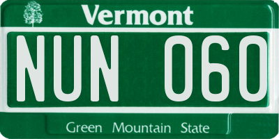 VT license plate NUN060