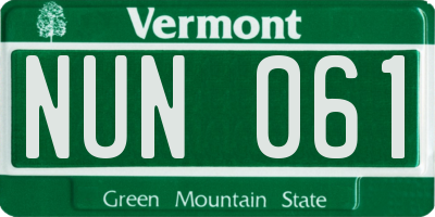 VT license plate NUN061
