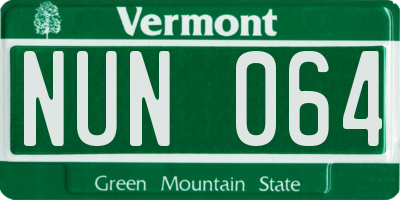 VT license plate NUN064