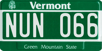 VT license plate NUN066