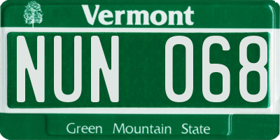 VT license plate NUN068