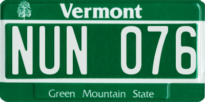 VT license plate NUN076