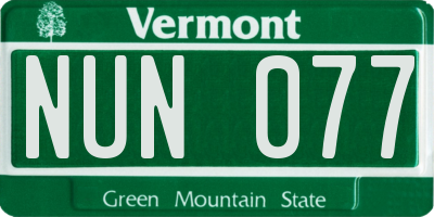 VT license plate NUN077
