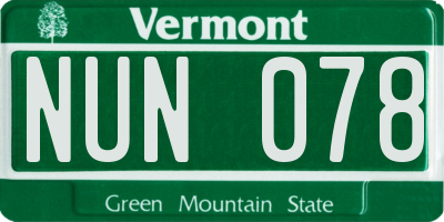 VT license plate NUN078