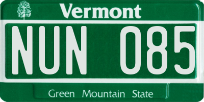 VT license plate NUN085