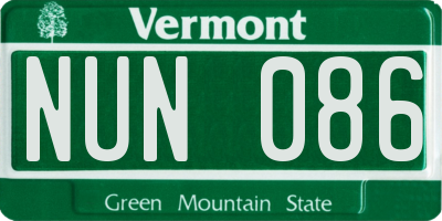 VT license plate NUN086