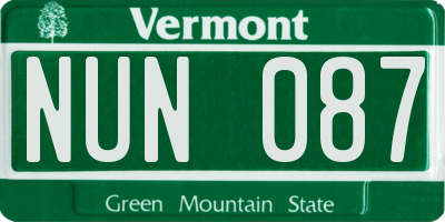 VT license plate NUN087