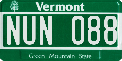 VT license plate NUN088