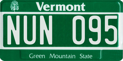 VT license plate NUN095