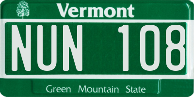 VT license plate NUN108