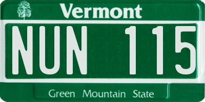 VT license plate NUN115