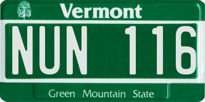 VT license plate NUN116