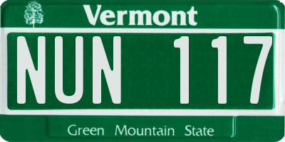 VT license plate NUN117