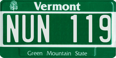 VT license plate NUN119
