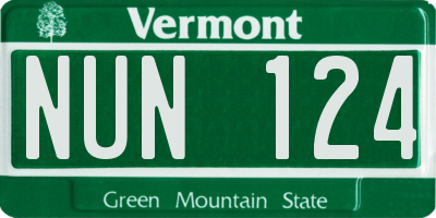 VT license plate NUN124
