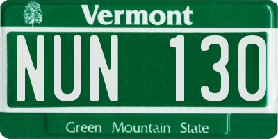 VT license plate NUN130