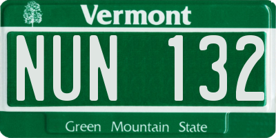 VT license plate NUN132