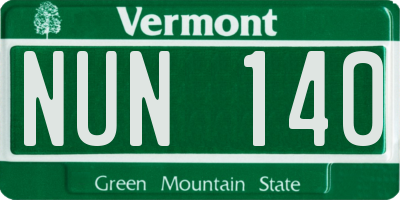 VT license plate NUN140