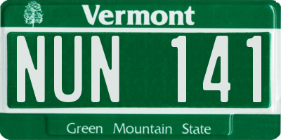 VT license plate NUN141