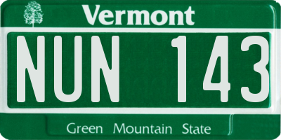 VT license plate NUN143