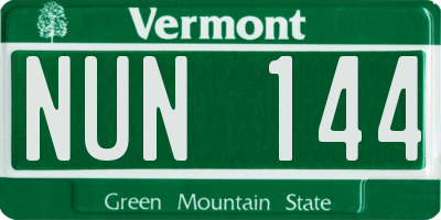 VT license plate NUN144