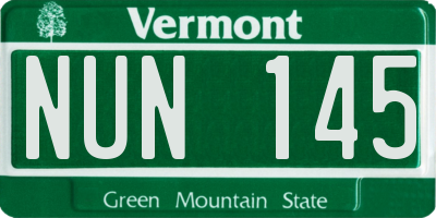 VT license plate NUN145