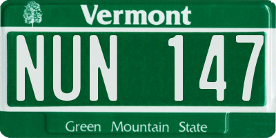 VT license plate NUN147