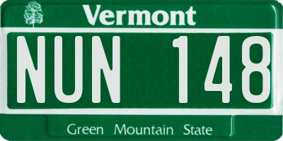 VT license plate NUN148
