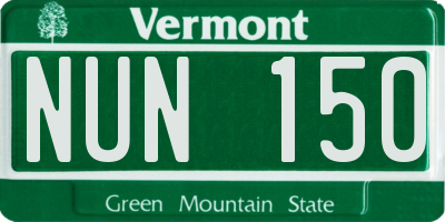 VT license plate NUN150